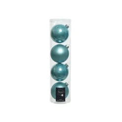 Kaemingk Palline in vetro da appendere Blu Artic dim 10 cm Box da 4
