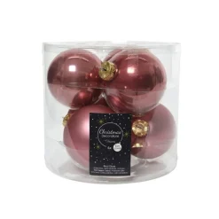Kaemingk Palline in vetro da appendere Rosa Velvet dim 8 cm Box da 6