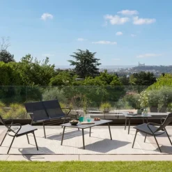 LaFuma Panca Bassa imbottita VENCE LFM5287 Obsidian/Titane