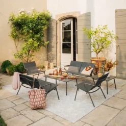 LaFuma Panca Bassa imbottita VENCE LFM5287 Obsidian/Titane