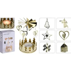 Koopman Porta Tea Light Girevole Oro. Pezzo Singolo