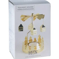 Koopman Porta Tea Light Girevole Oro. Pezzo Singolo