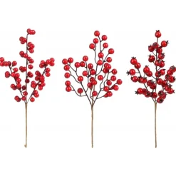 Edelman Ramo con Bacche Rosse 33 cm. Pezzo Singolo.