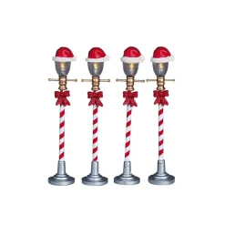 Lemax Santa Hat Street Lamp Set of 4 B/O 4.5V Cod. 64472