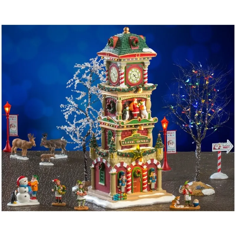 Lemax The Village Square Clock Tower Set con Alimentatore 4.5V Cod. 56673