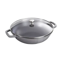 Staub Wok con Coperchio in Vetro 30 cm Grigio Graphite in Ghisa